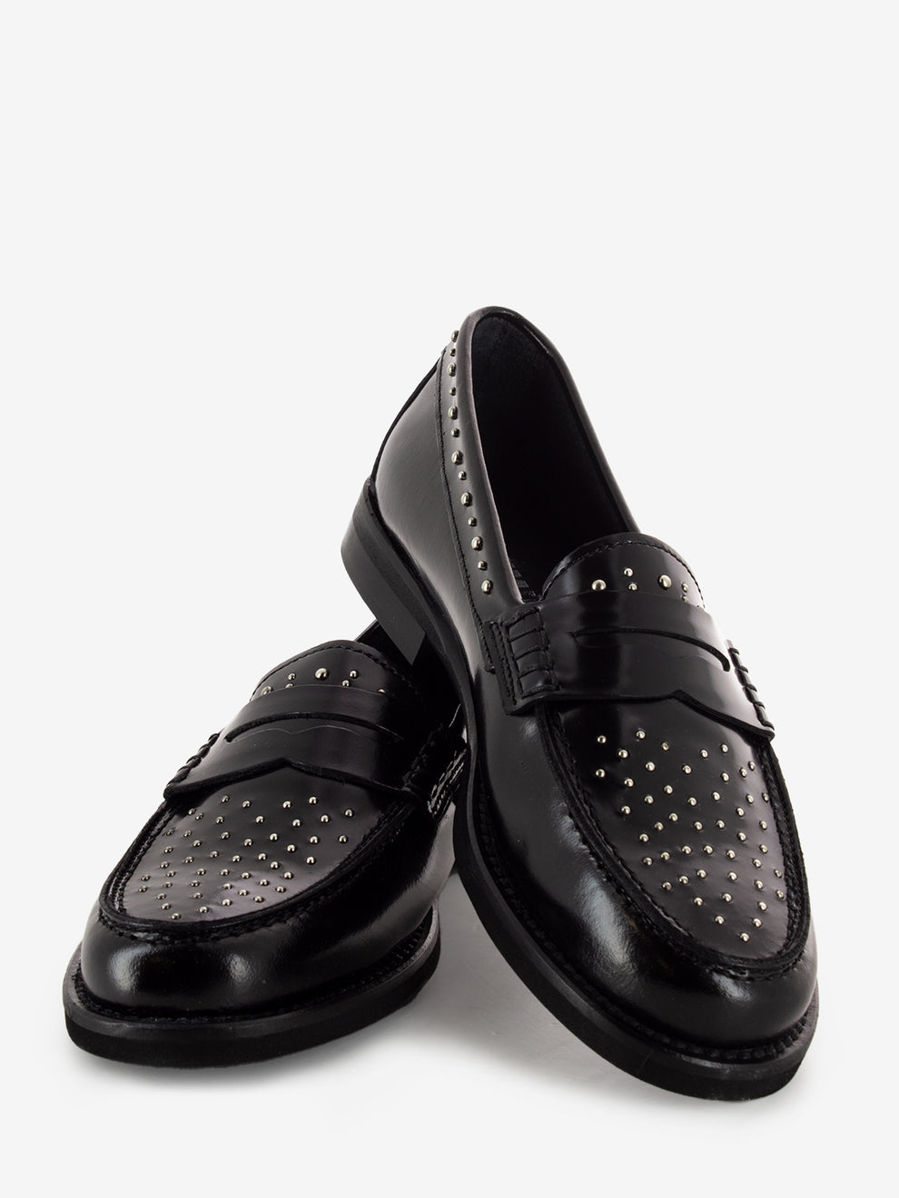 Mocassino Ilary in pelle effetto shine con borchie