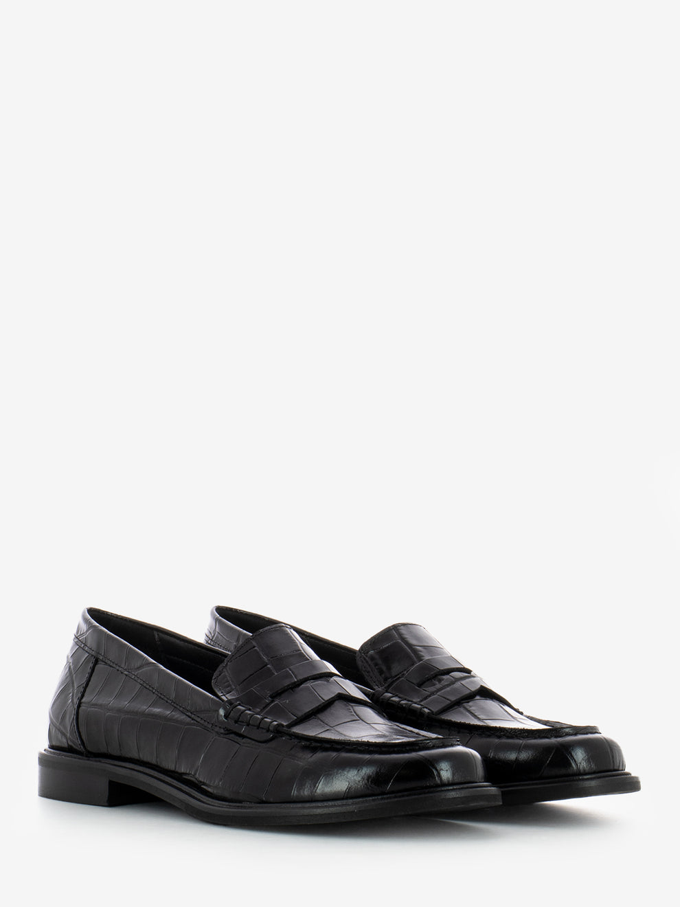 Mocassino in pelle coccodrillo nero