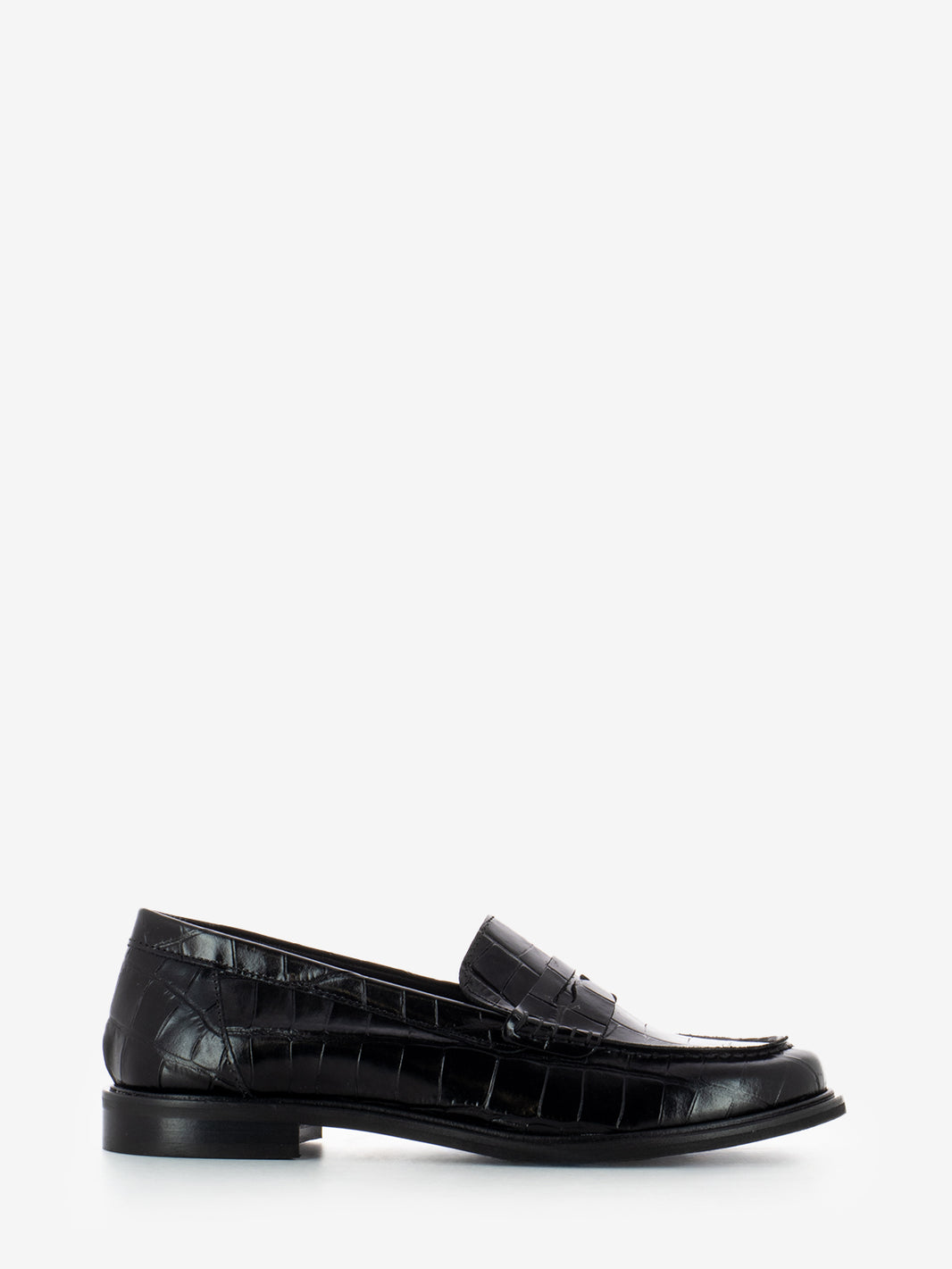 Mocassino in pelle coccodrillo nero