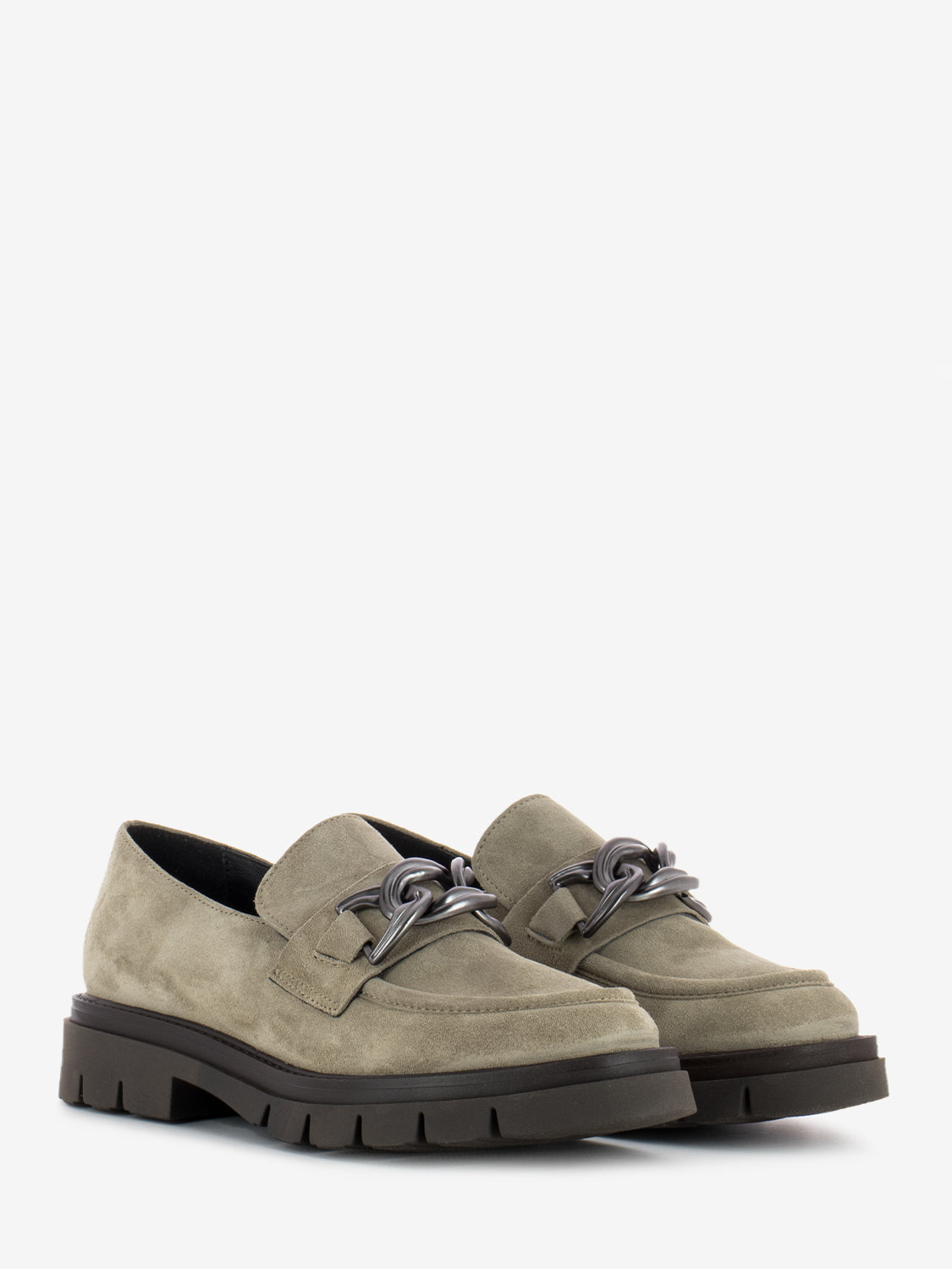 Mocassini Suede dettaglio metallico taupe