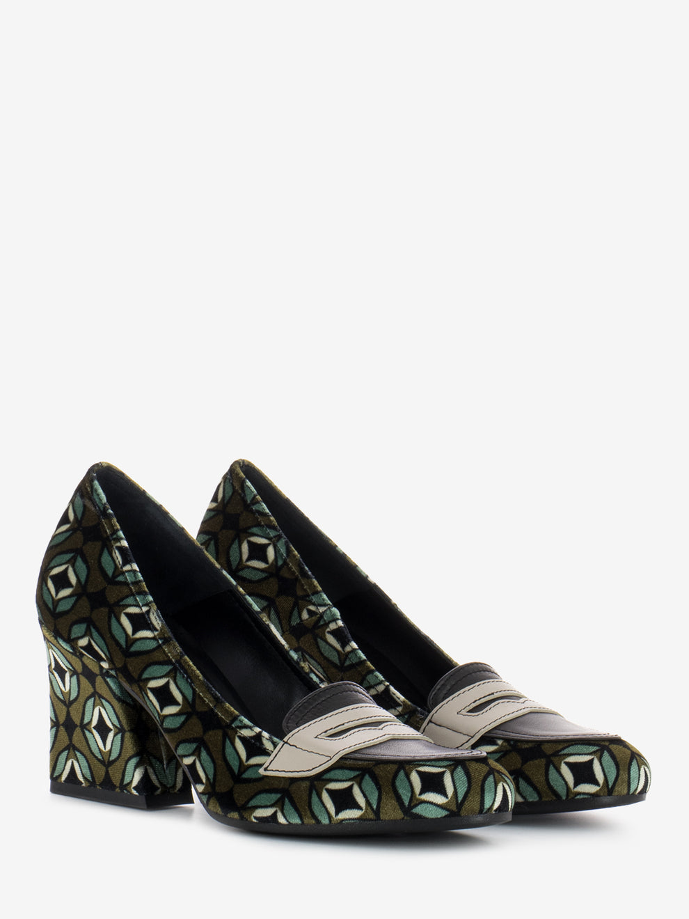 Velvet moccasins stone pattern / black