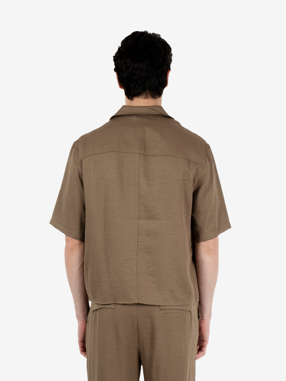 Overshirt boxfit effetto lino fango