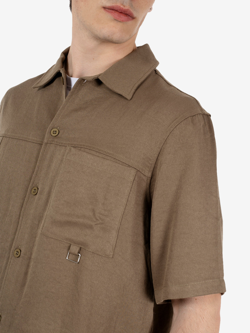 Overshirt boxfit effetto lino fango