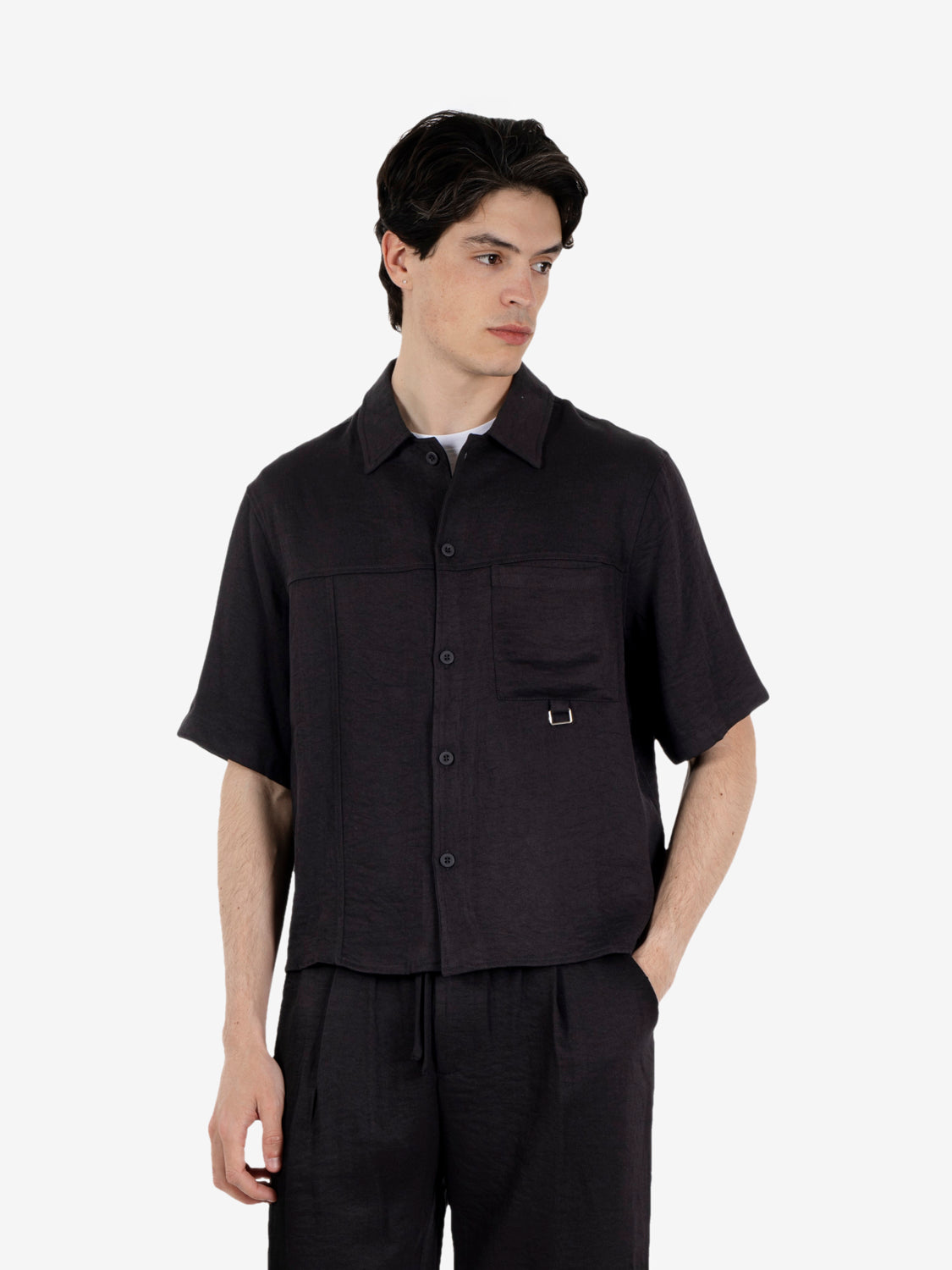 STIMM - Overshirt boxfit effetto lino nero | STIMM