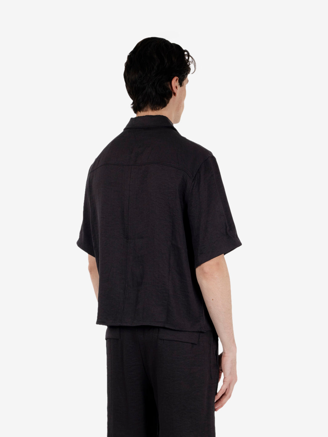 Overshirt boxfit effetto lino nero