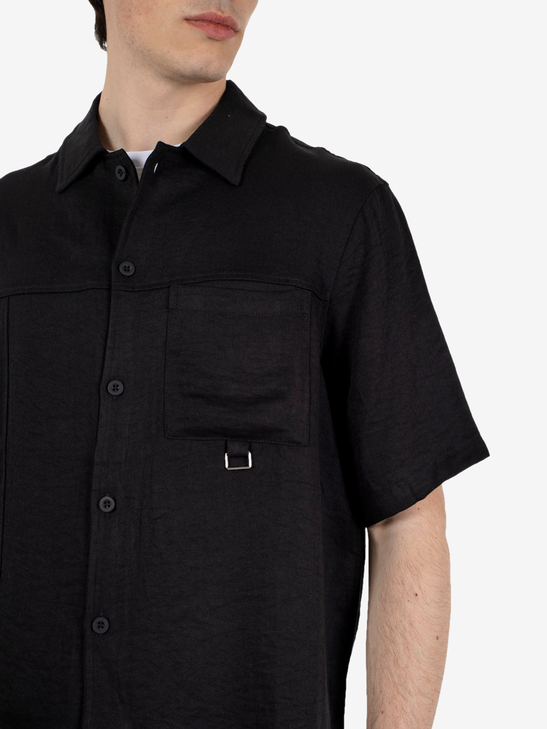 Overshirt boxfit effetto lino nero