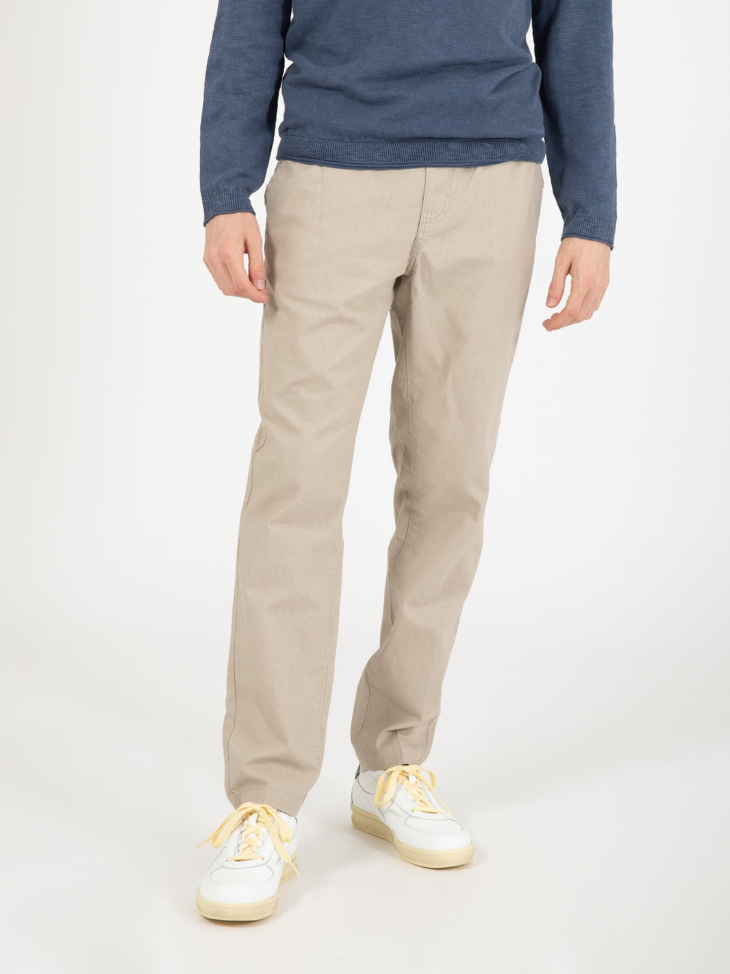 Sand linen blend trousers