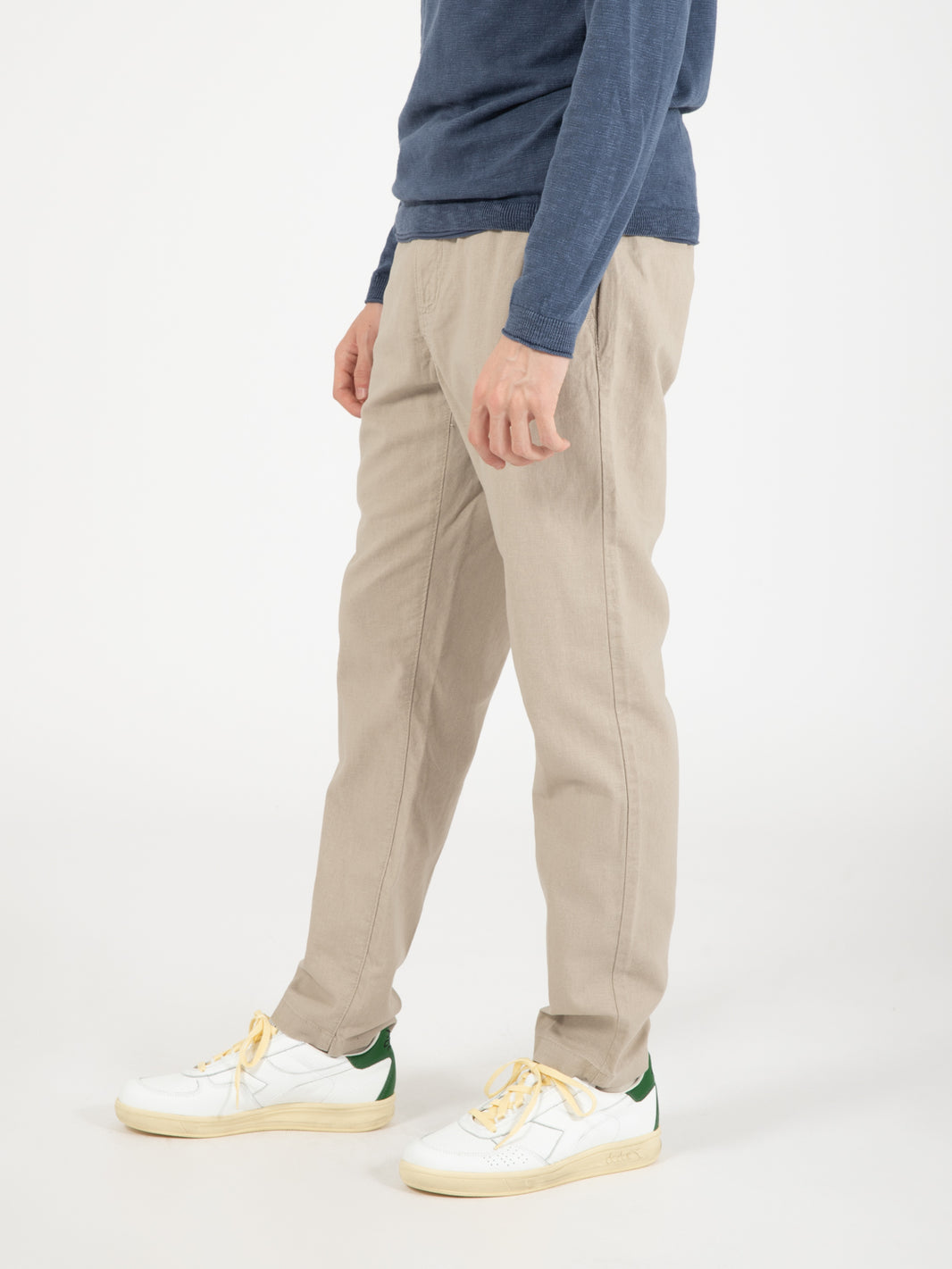 Sand linen blend trousers