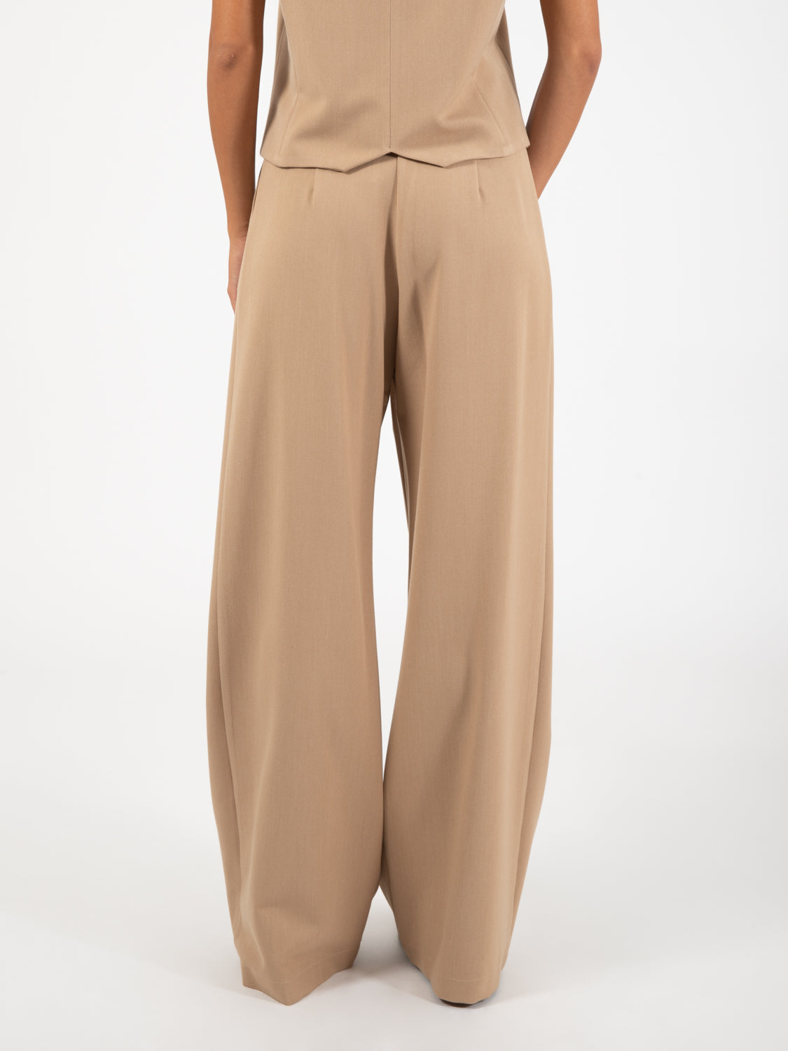 Camel double pleat palazzo trousers