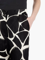 STIMM - Pantalone a palazzo in raso bianco / nero