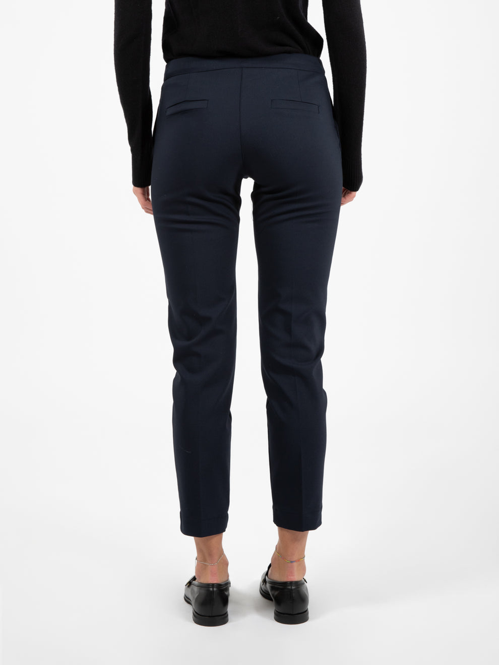 Blue cotton cigarette trousers