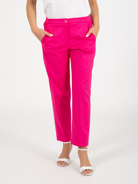 Pantalone cropped in cotone fuxia