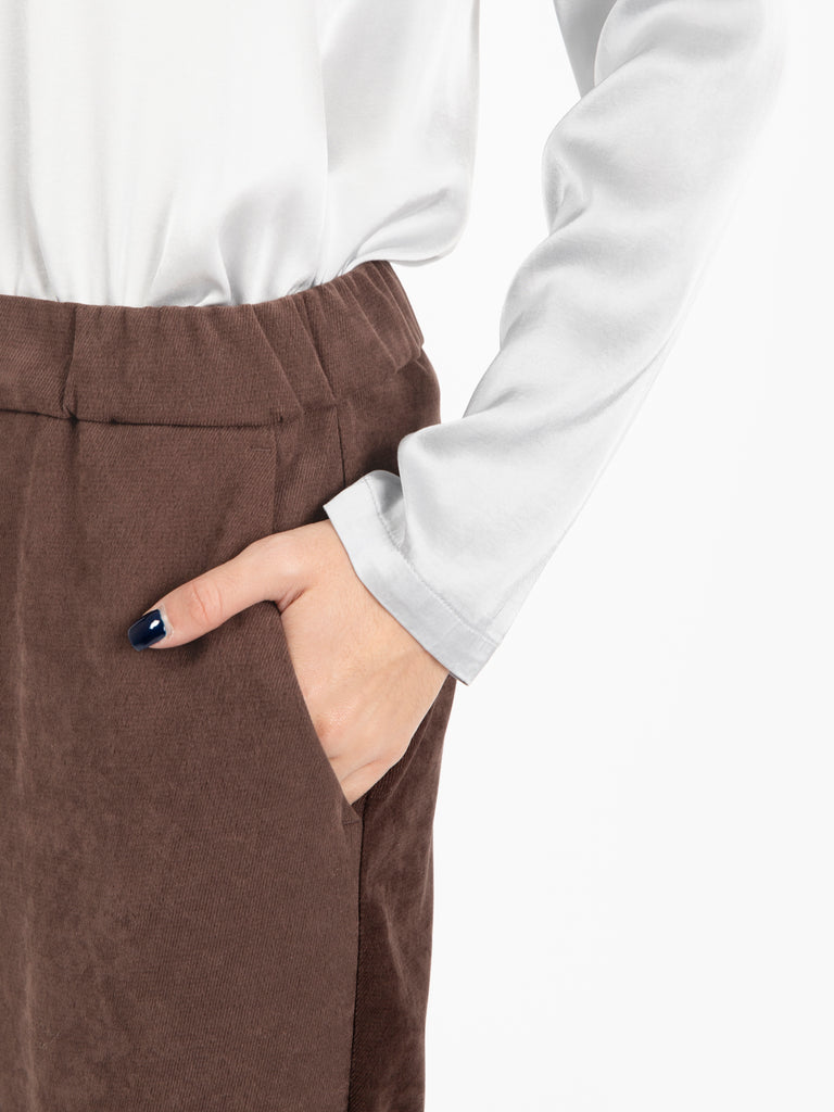 STIMM - Pantalone Cusano a trombetta marrone caffè