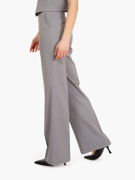 Pantalone dritto grigio gessato