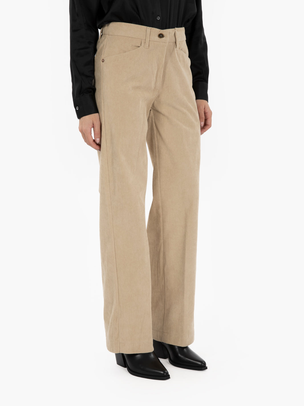 Pantalone Gaia a palazzo in velluto beige