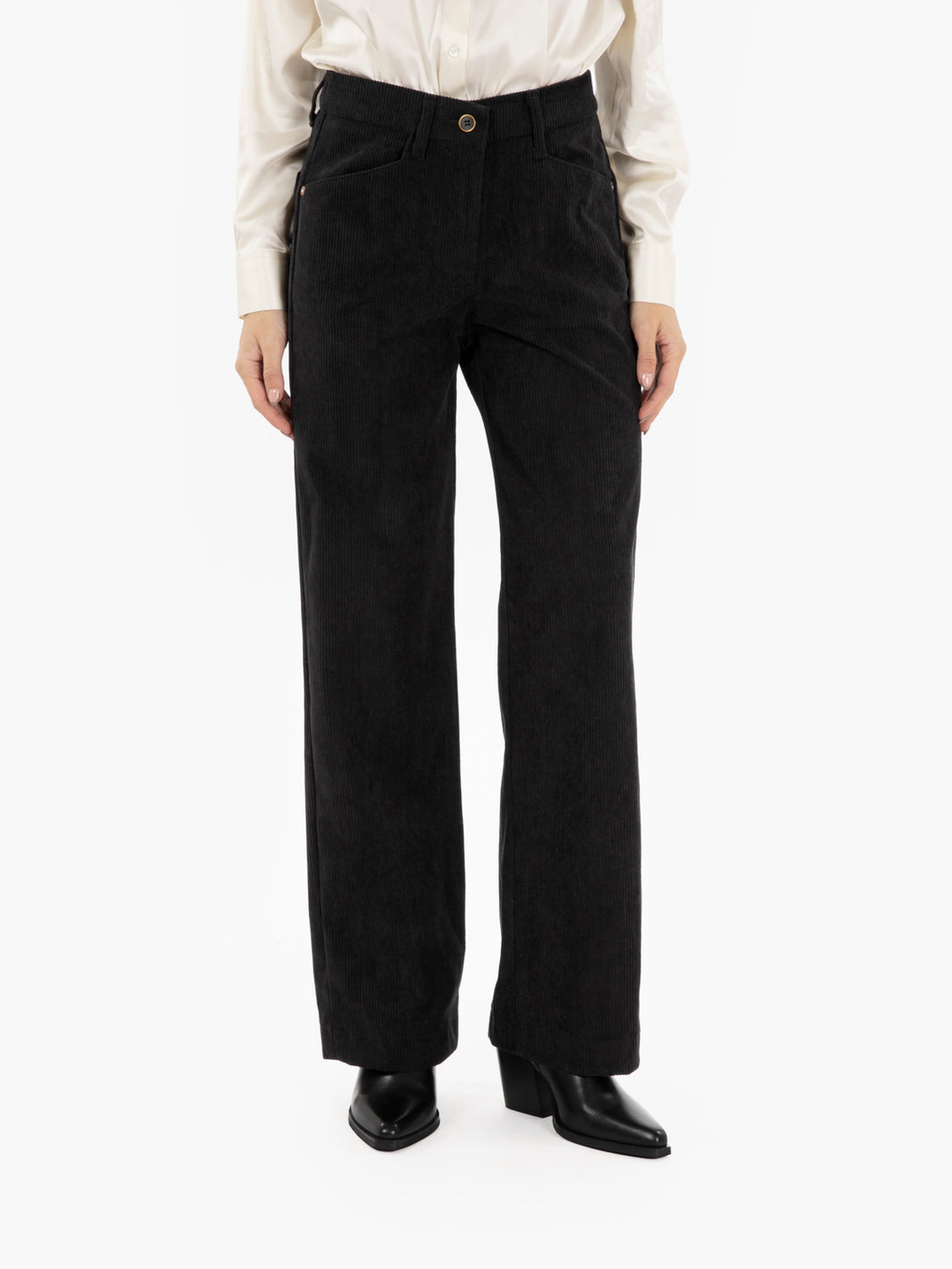 Pantalone Gaia a palazzo in velluto nero