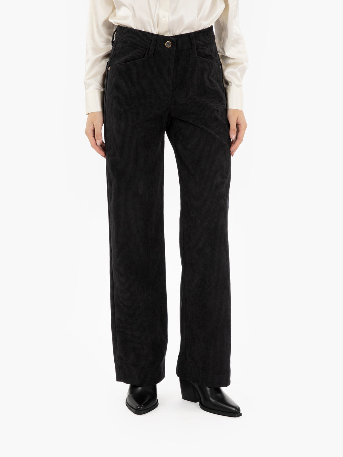 Pantalone Gaia a palazzo in velluto nero