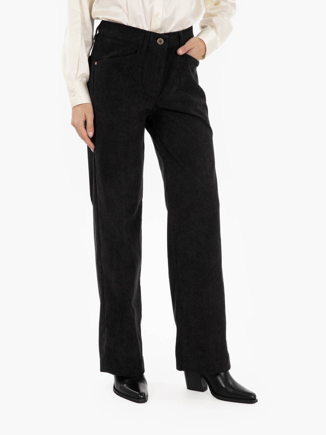 Pantalone Gaia a palazzo in velluto nero