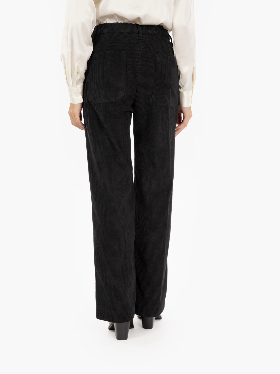 Pantalone Gaia a palazzo in velluto nero