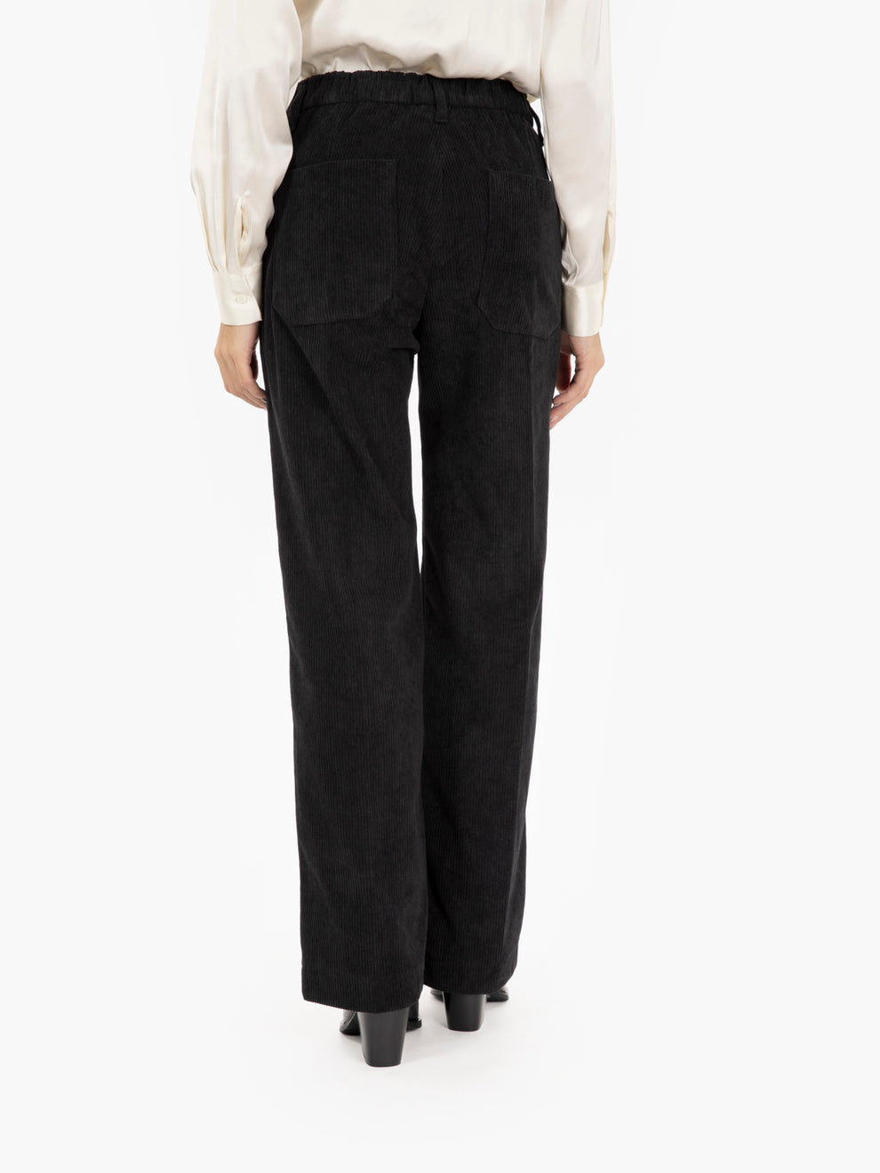 Pantalone Gaia a palazzo in velluto nero