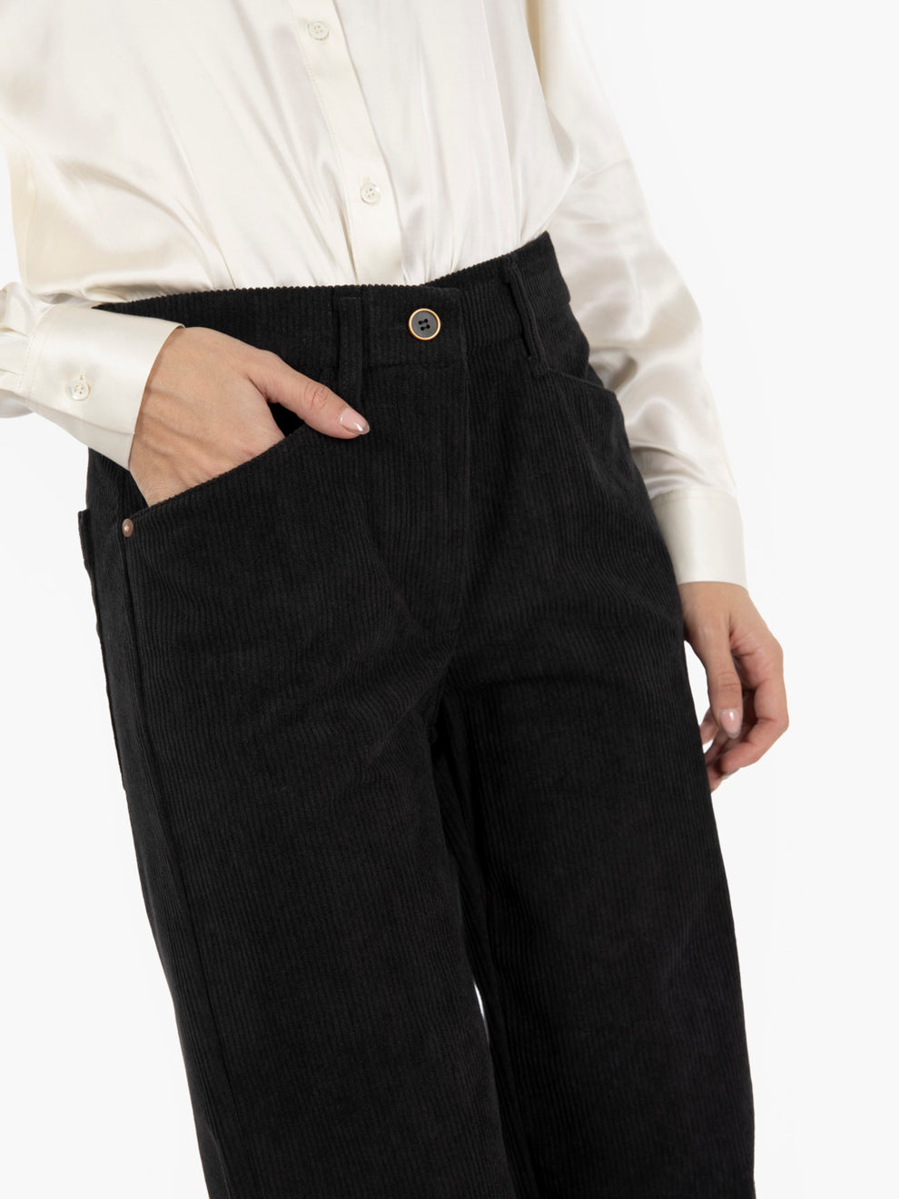 Pantalone Gaia a palazzo in velluto nero