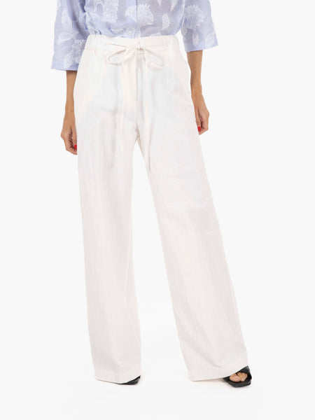 Pantalone palazzo con coulisse bianco