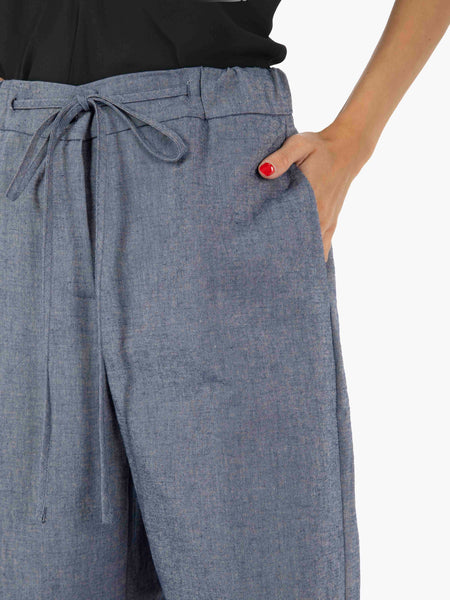 Pantalone palazzo con coulisse blu
