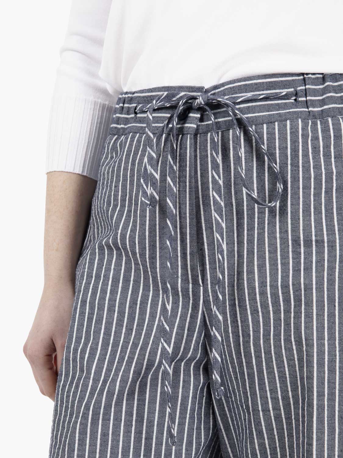 Pantalone palazzo con coulisse gessato blu