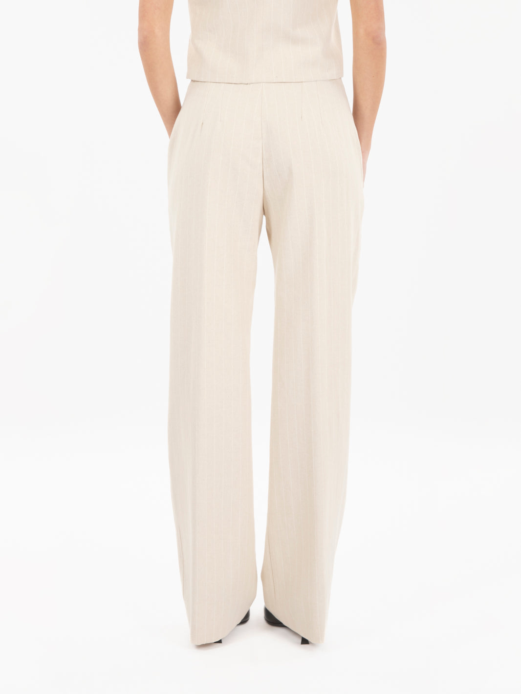 Pantalone palazzo gessato beige