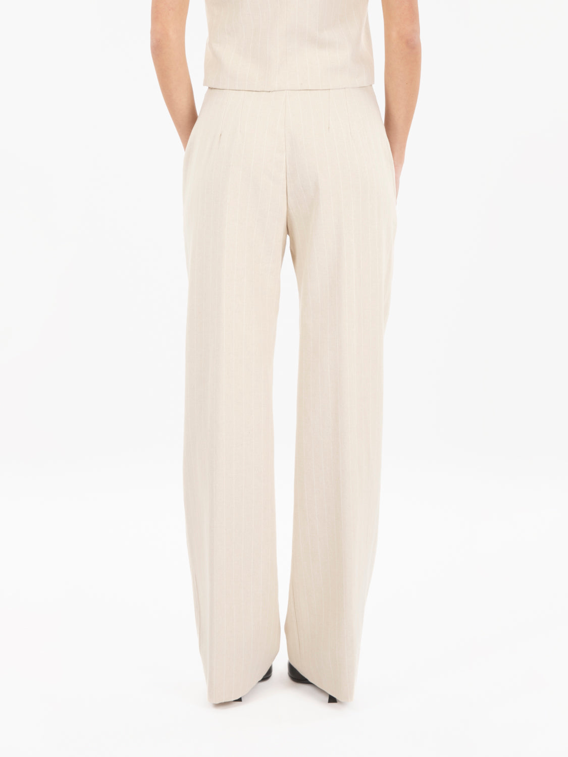 Pantalone palazzo gessato beige