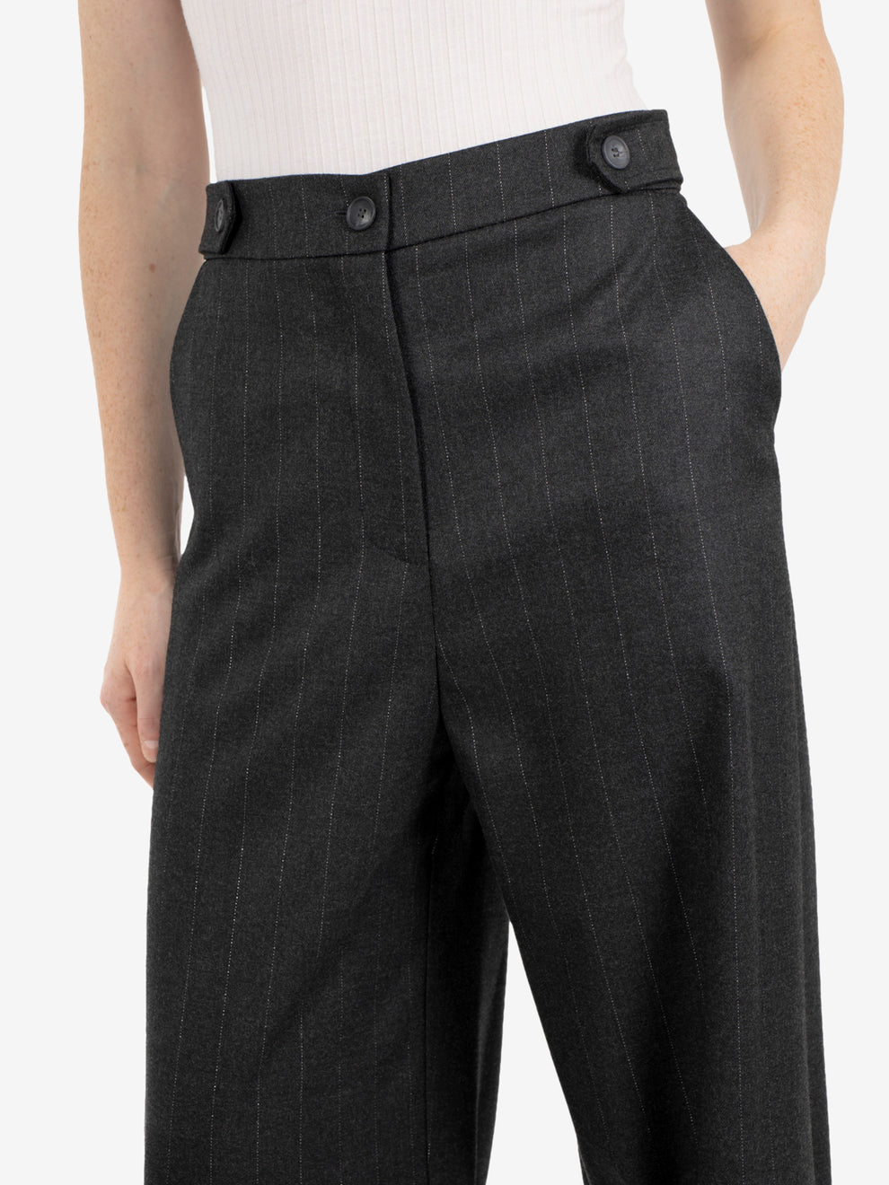 Pantalone palazzo gessato lurex grigio