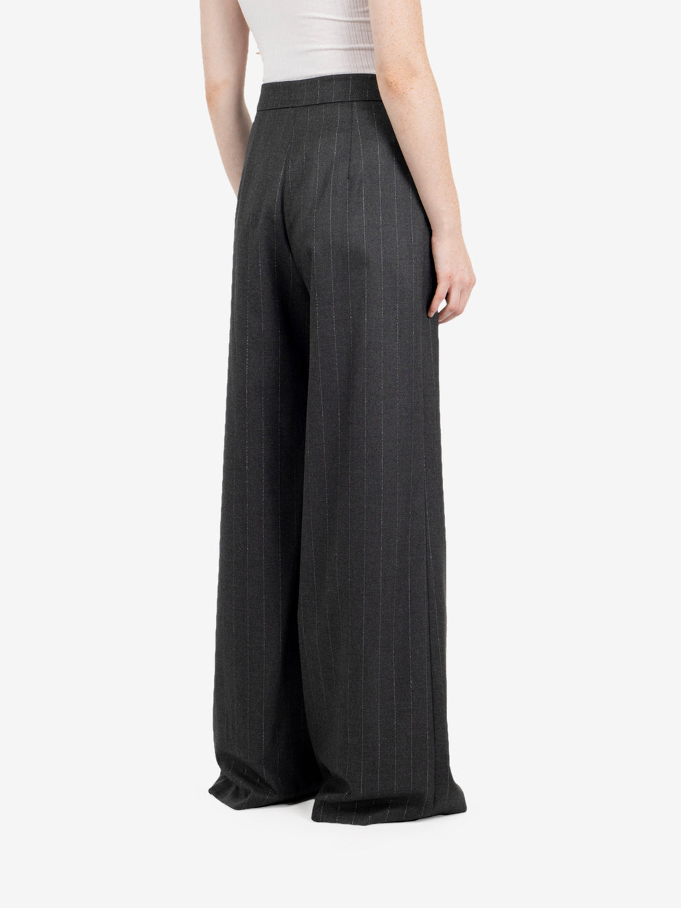 Pantalone palazzo gessato lurex grigio