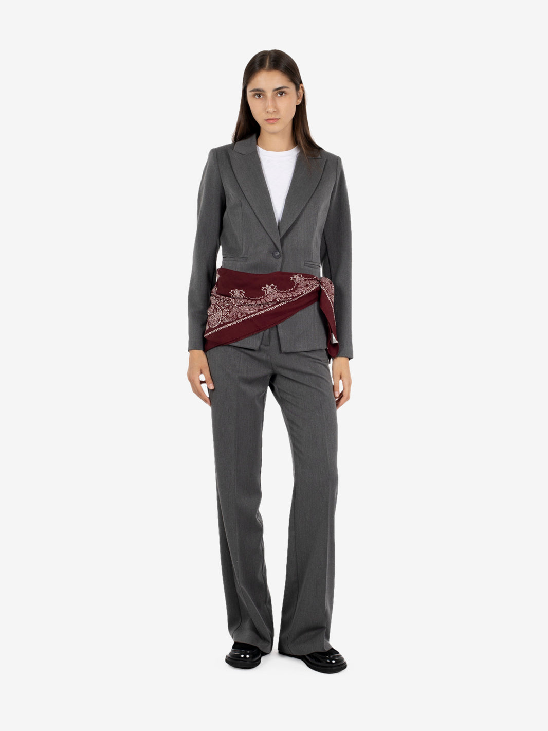 Dark grey straight trousers