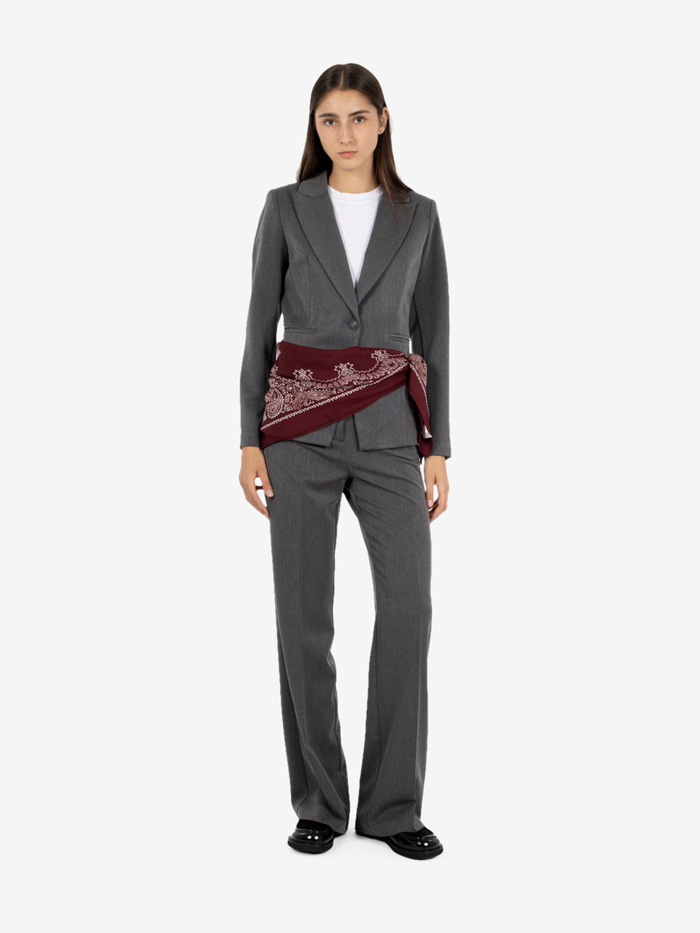 Dark grey straight trousers