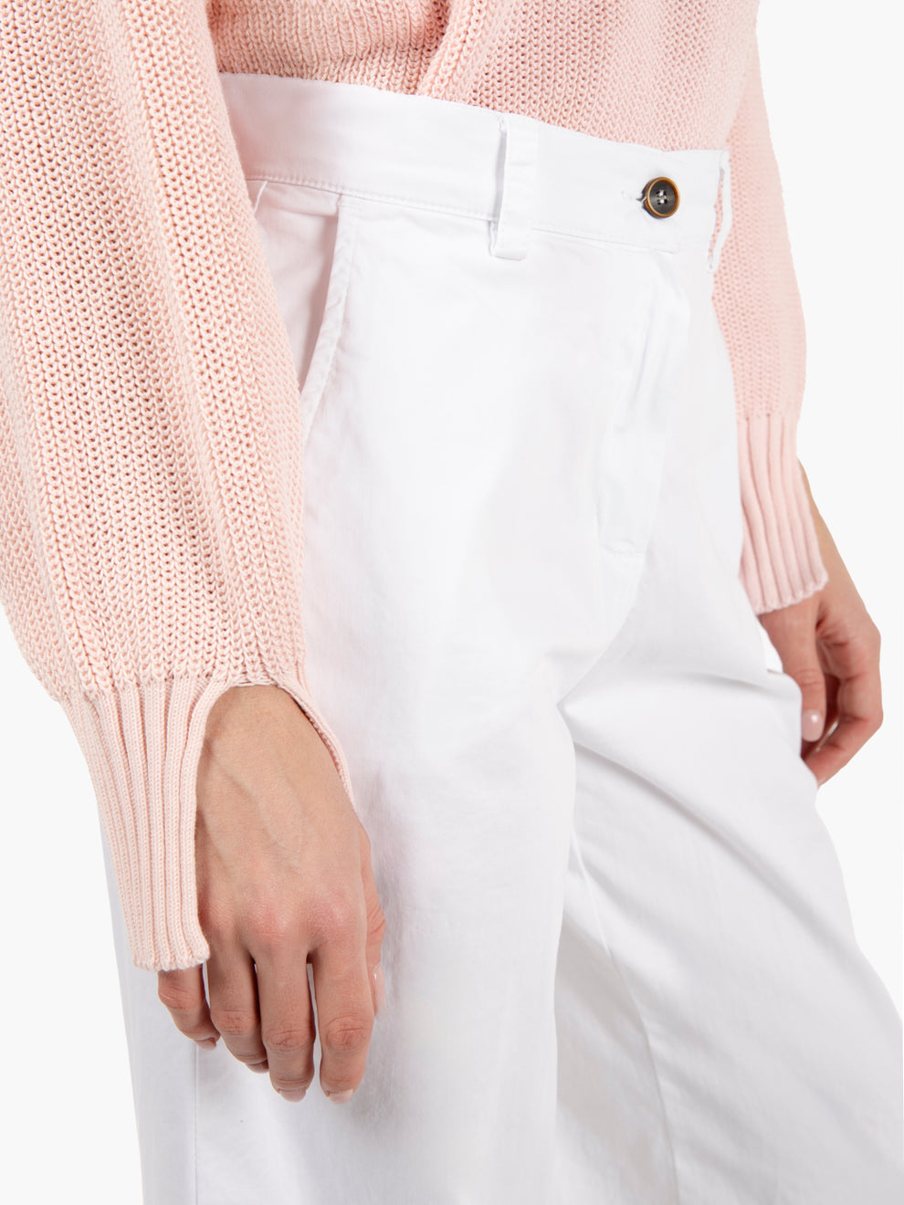 Pantalone palazzo in cotone bianco