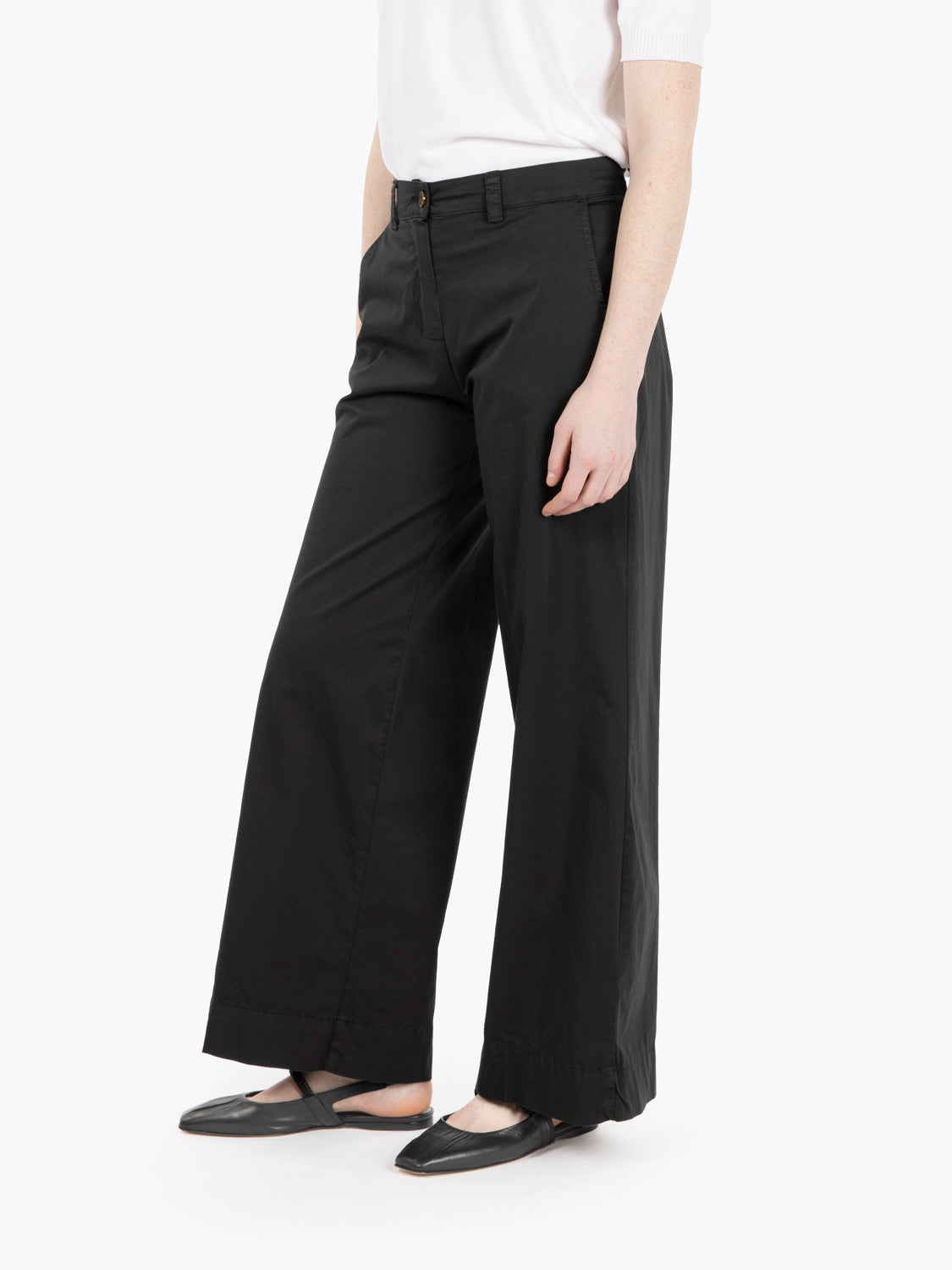 Pantalone palazzo in cotone nero