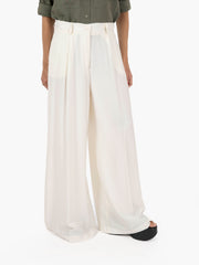 STIMM - Pantalone palazzo misto viscosa milk