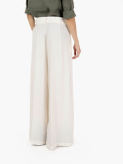 STIMM - Pantalone palazzo misto viscosa milk