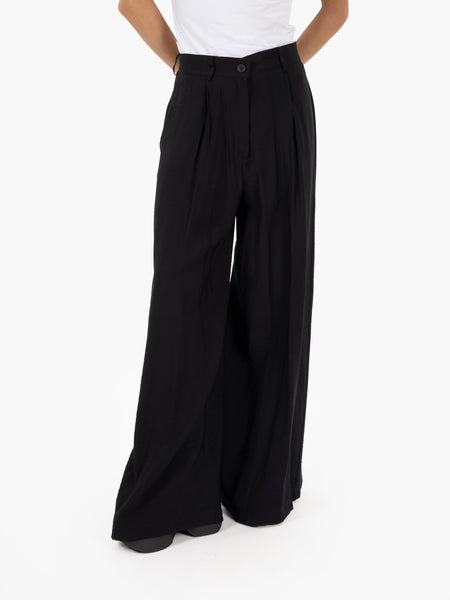 Pantalone palazzo misto viscosa nero