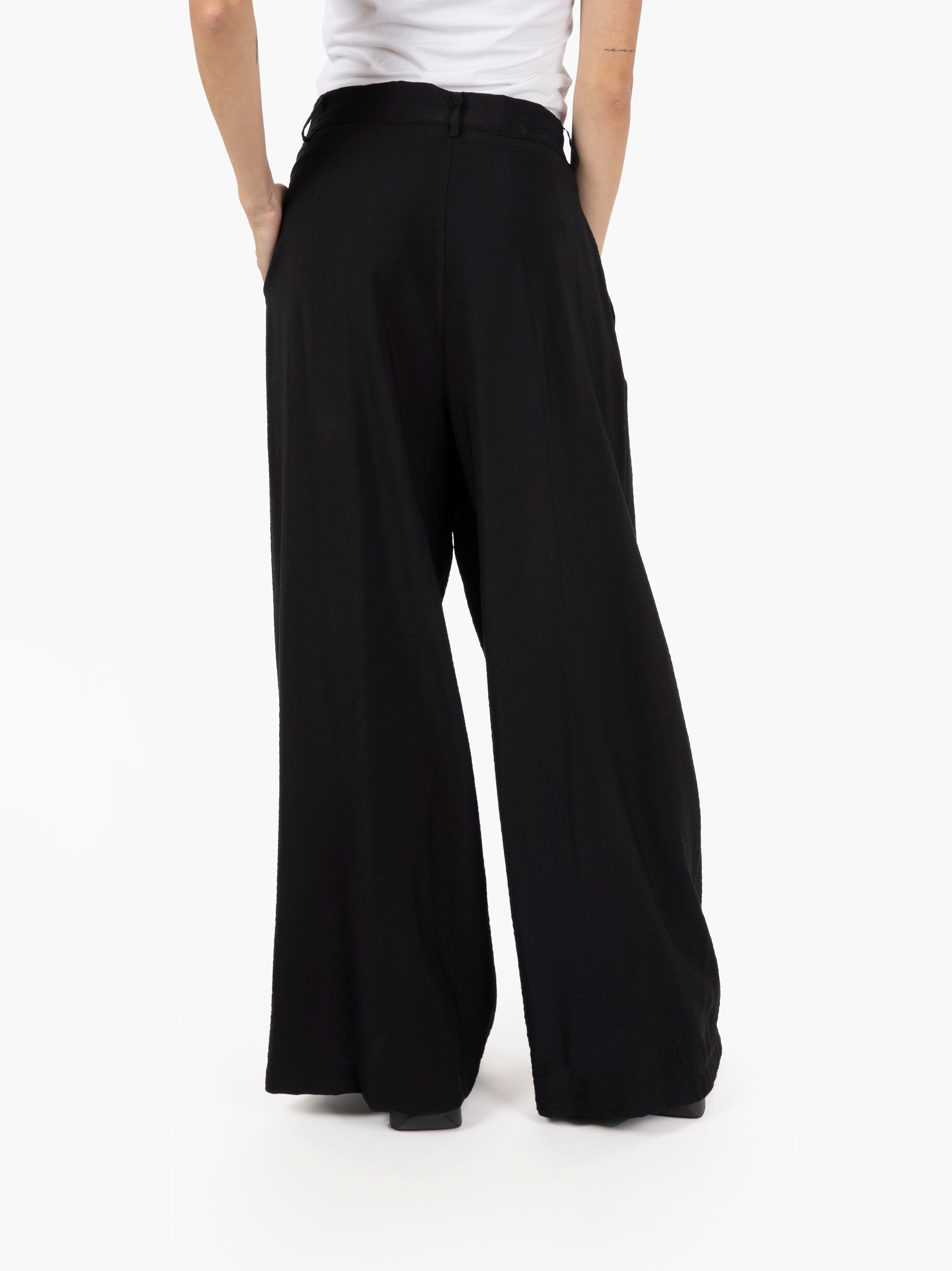 Pantalone palazzo misto viscosa nero