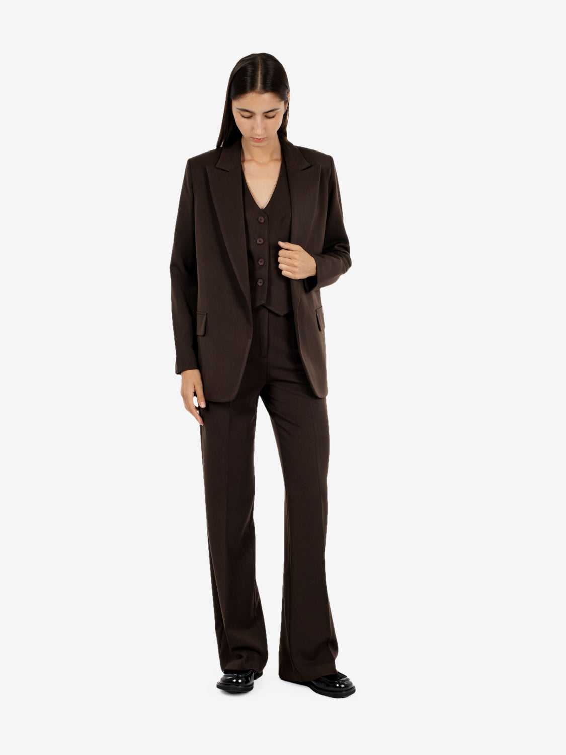 Dark brown straight trousers