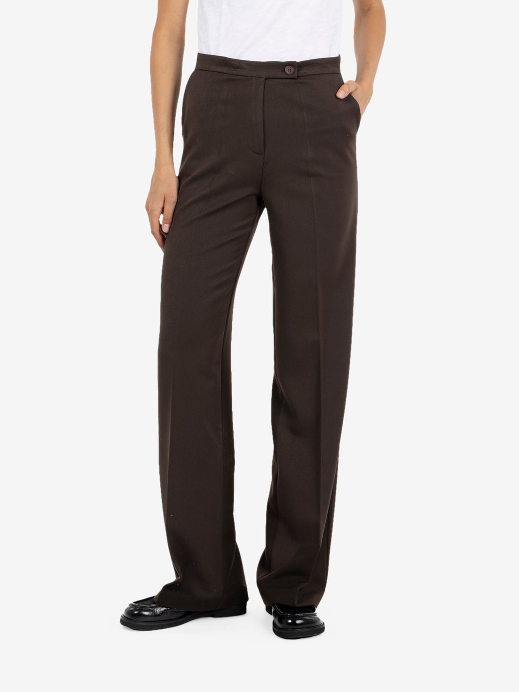 Dark brown straight trousers