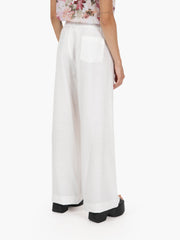 STIMM - Pantalone Sarah a palazzo fluido bianco