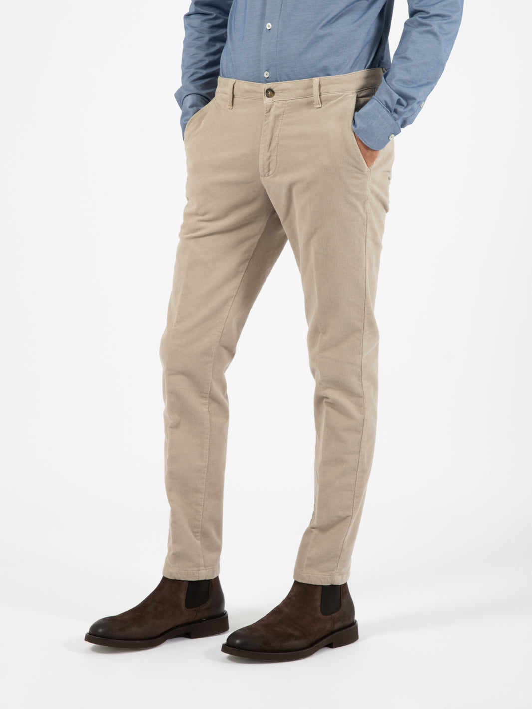 Pantalone velluto beige