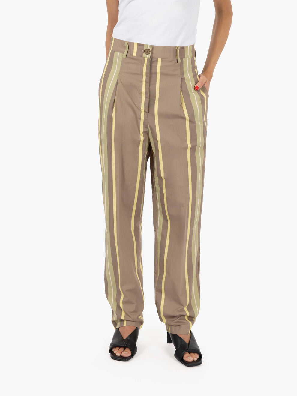 Pantaloni a righe kaki
