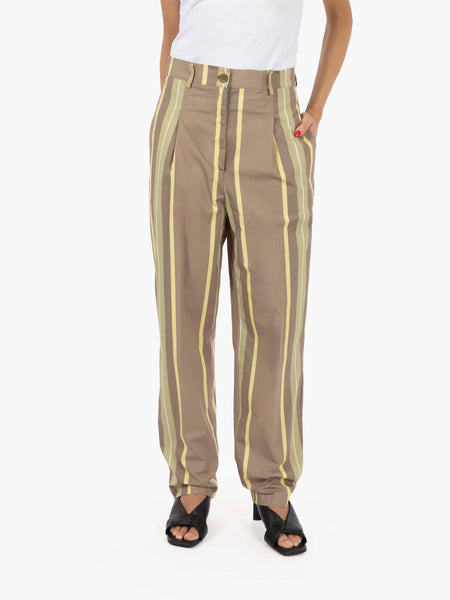 Pantaloni a righe kaki