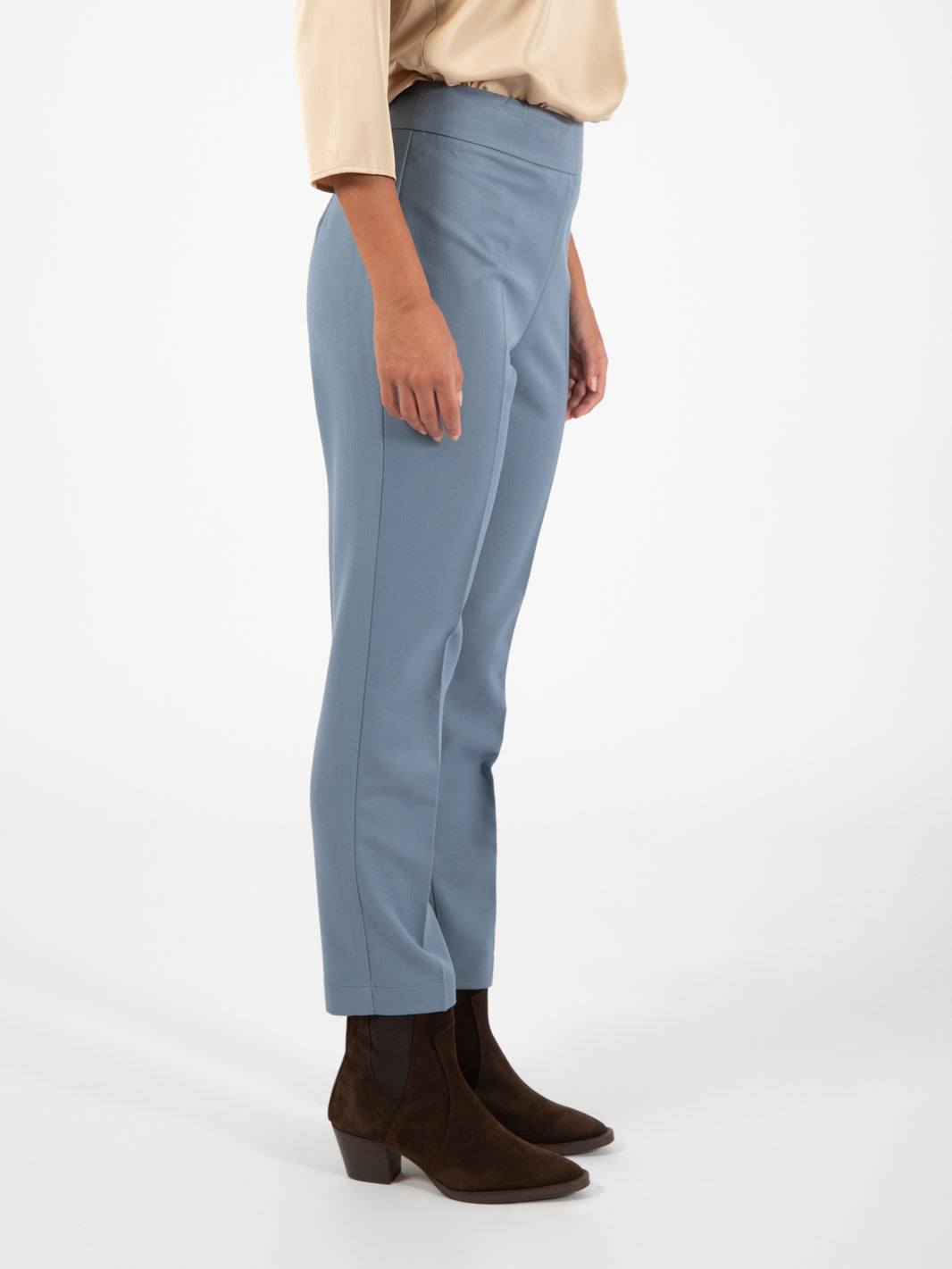 Pantaloni a sigaretta flanella azzurro polvere