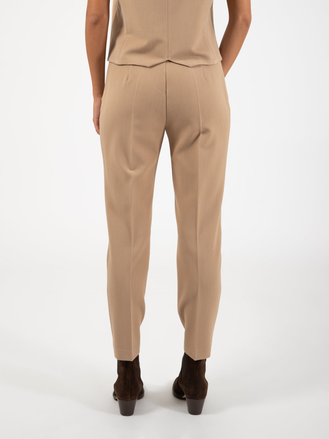 Pantaloni a sigaretta flanella cammello