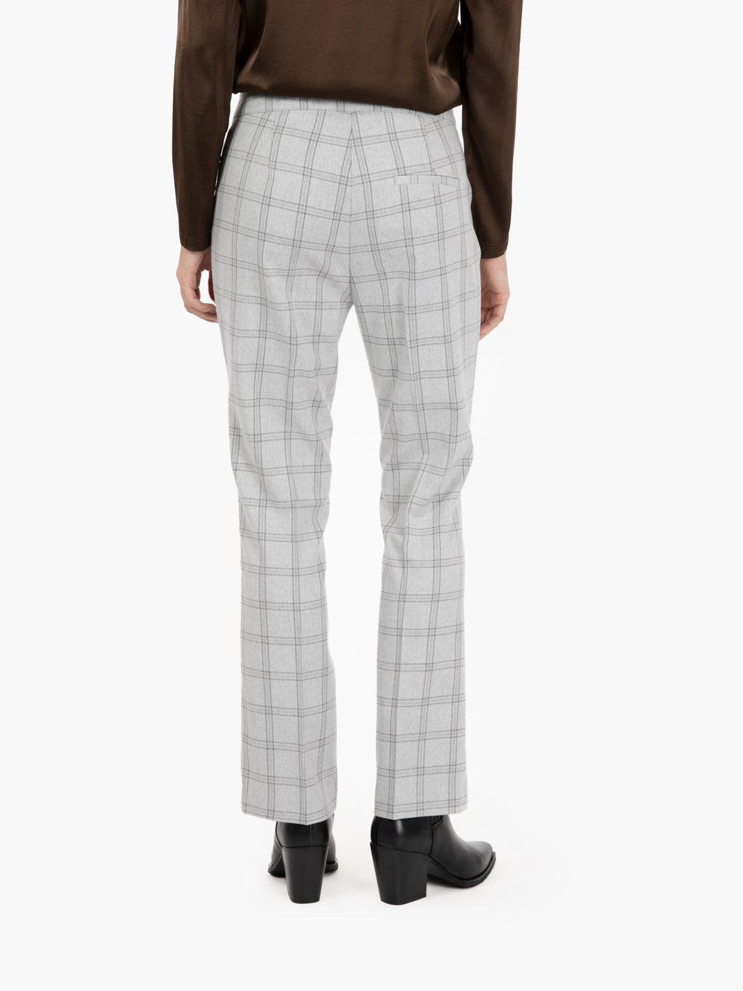 Pearl grey check trumpet trousers