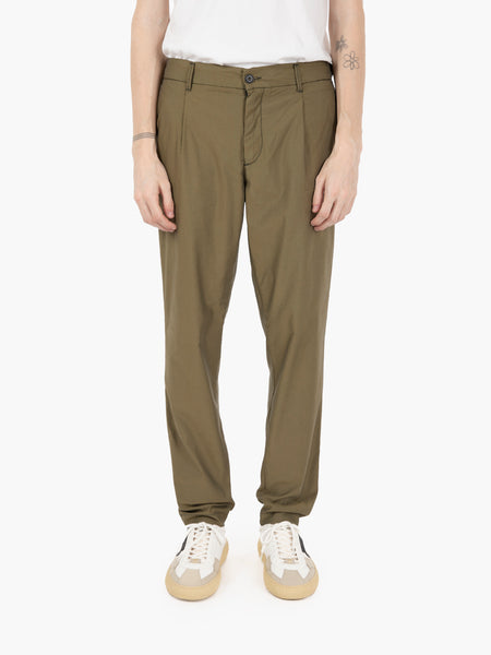Pantaloni Abel cotone stretch verde militare